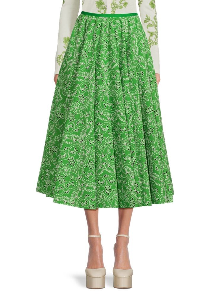 

Юбка-миди трапециевидной формы с люверсами Giambattista Valli, цвет Green White