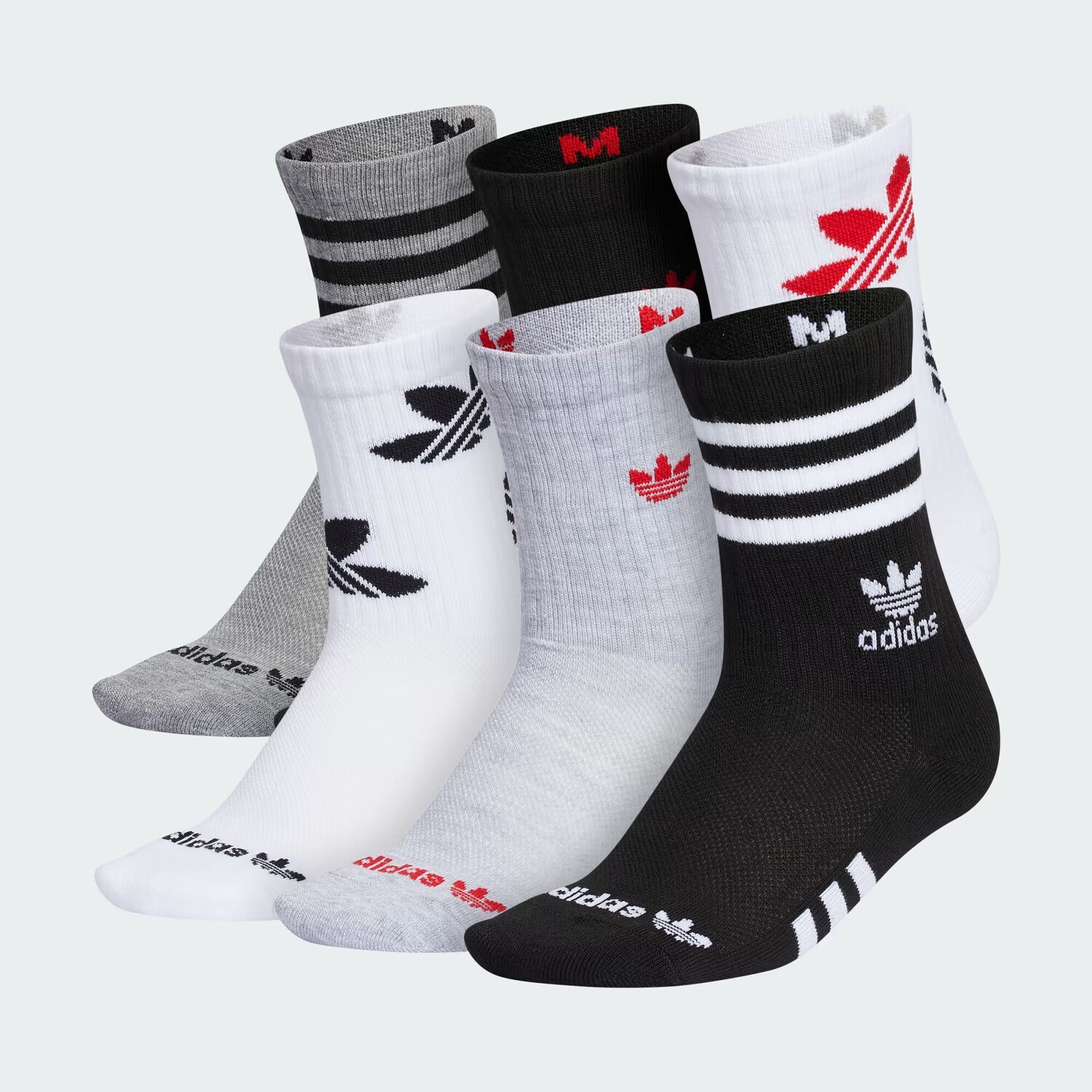 

Набор носков Remix 2 Crew, 6 шт. Adidas, White/Black/Scarlet