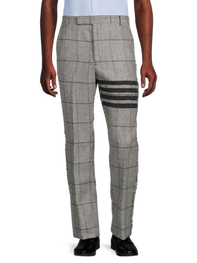 

Клетчатые шерстяные брюки Thom Browne, цвет Light Grey