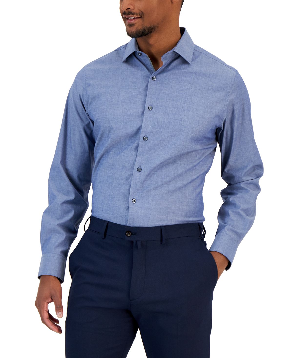 Мужская классическая рубашка приталенного кроя из шамбре Bar III