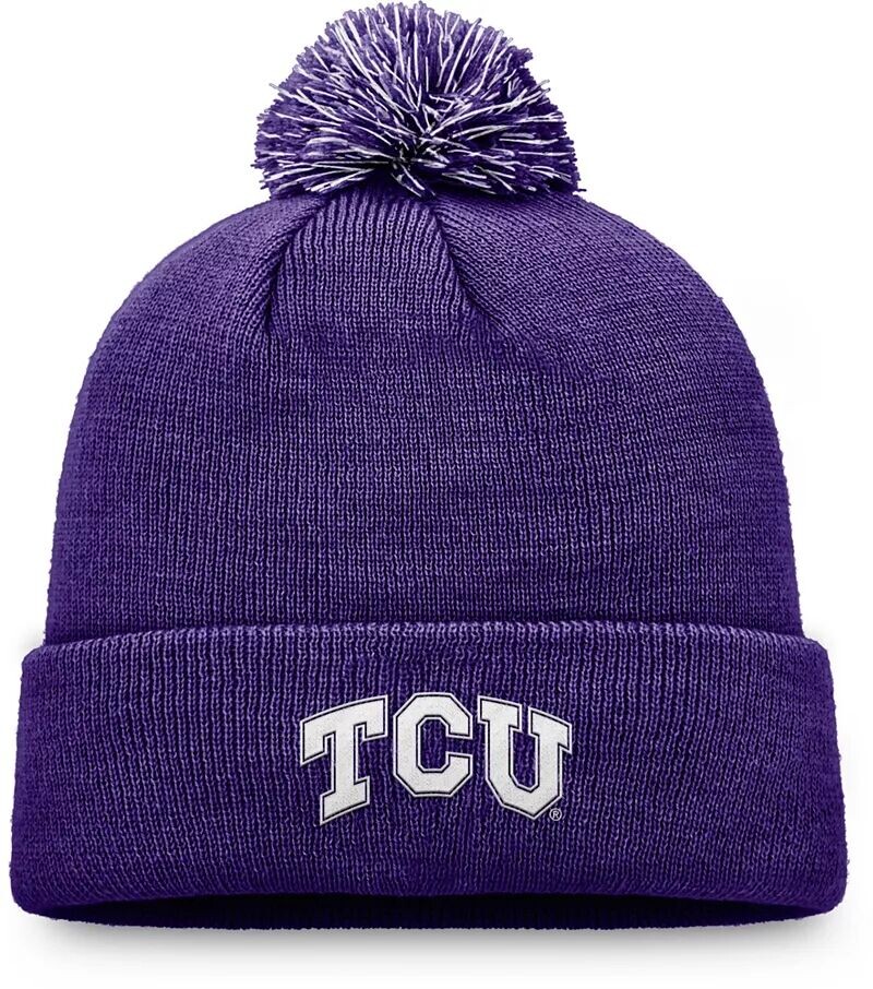 

Мужская шапка Top of the World TCU Horned Frogs фиолетового цвета с помпонами
