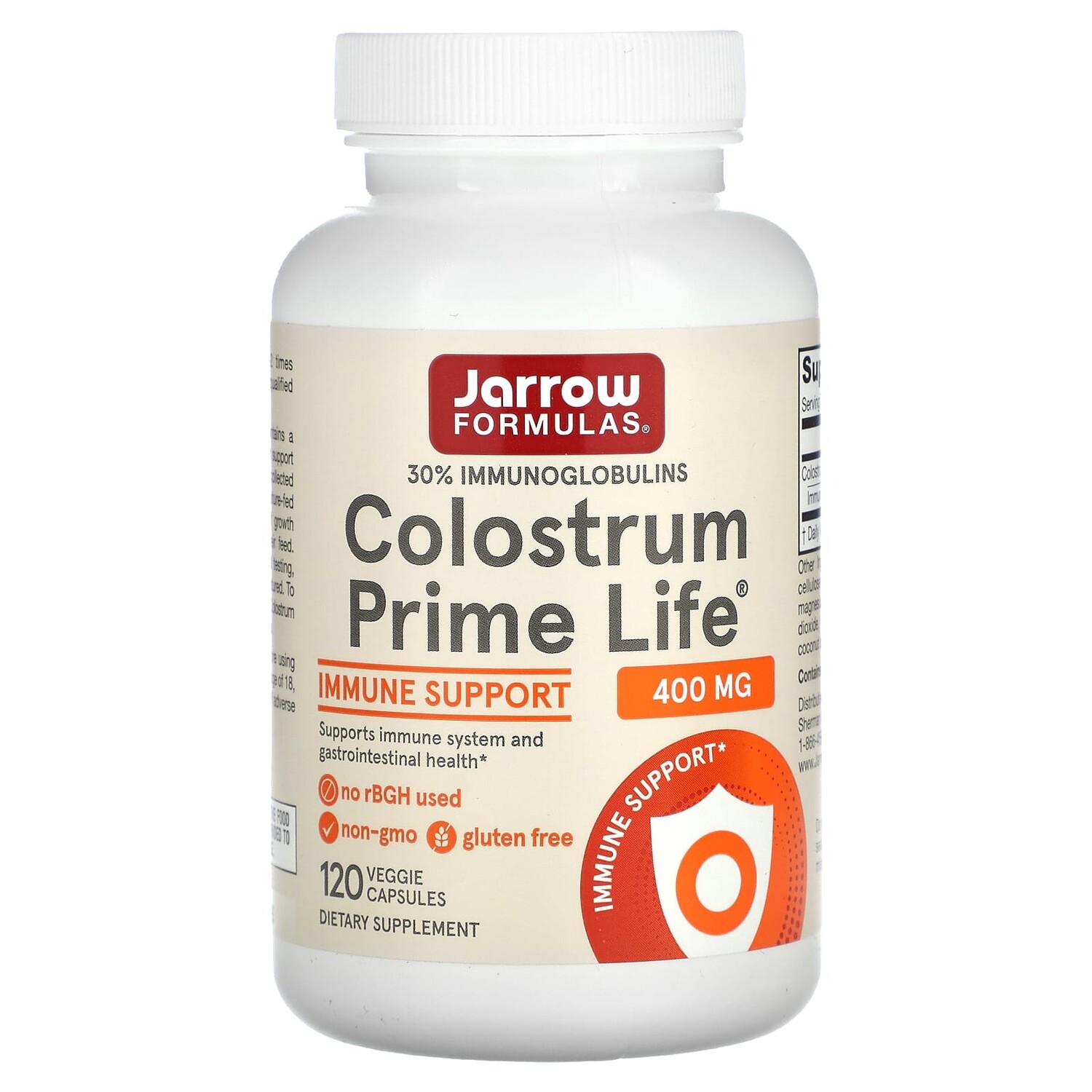 

Colostrum Prime Life, 400 мг, 120 растительных капсул, Jarrow Formulas