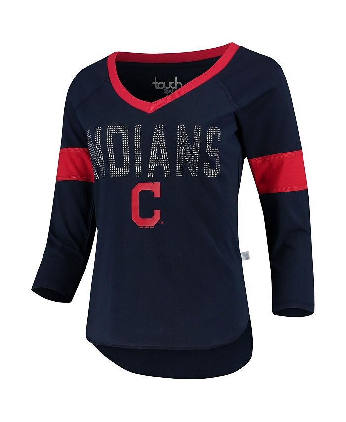 

Женская темно-синяя футболка Cleveland Indians Ultimate Fan с рукавами 3/4 и v-образным вырезом реглан Touch, синий