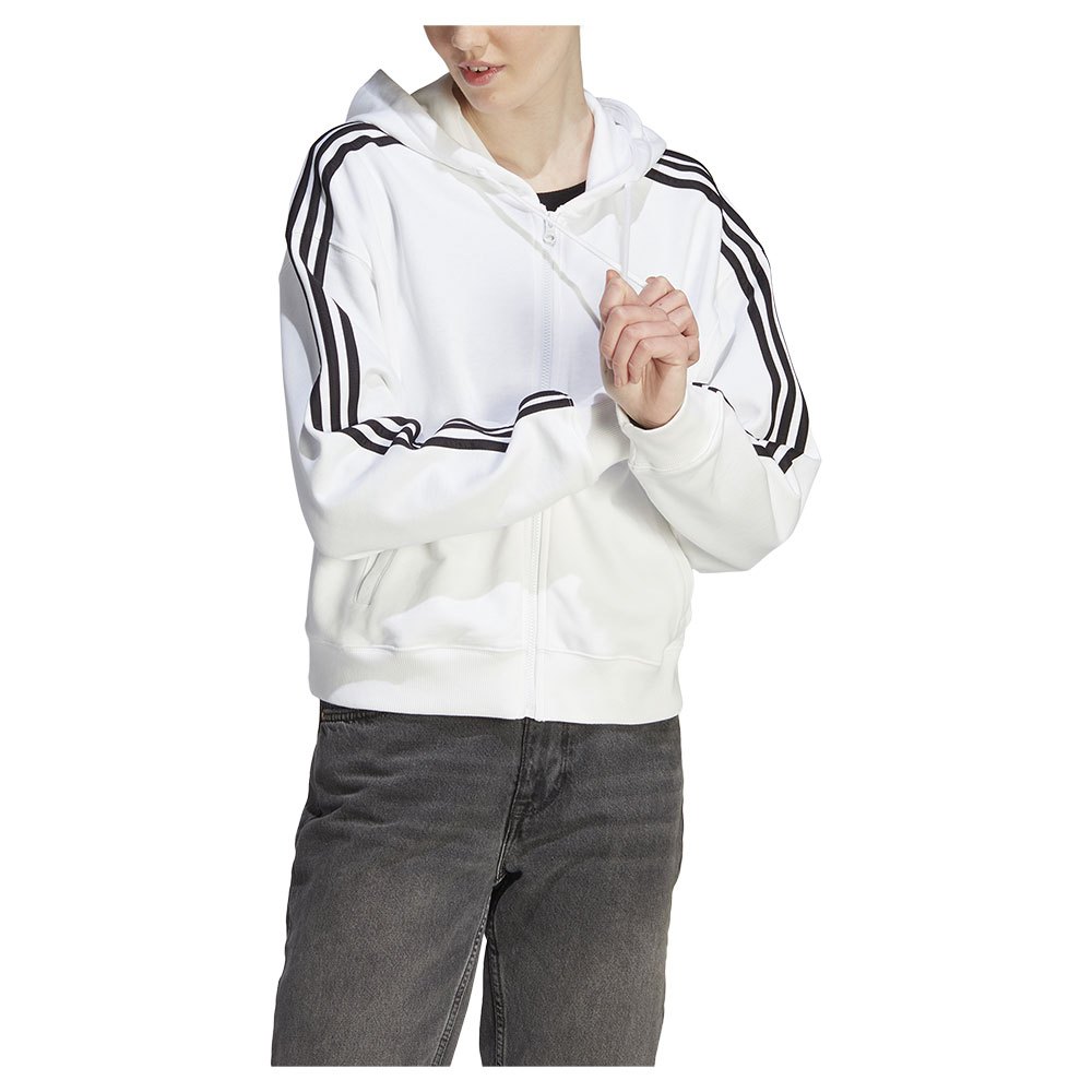 Толстовка adidas Sportswear Essentials 3 Stripes French Terry Bomber Full Zip, белый