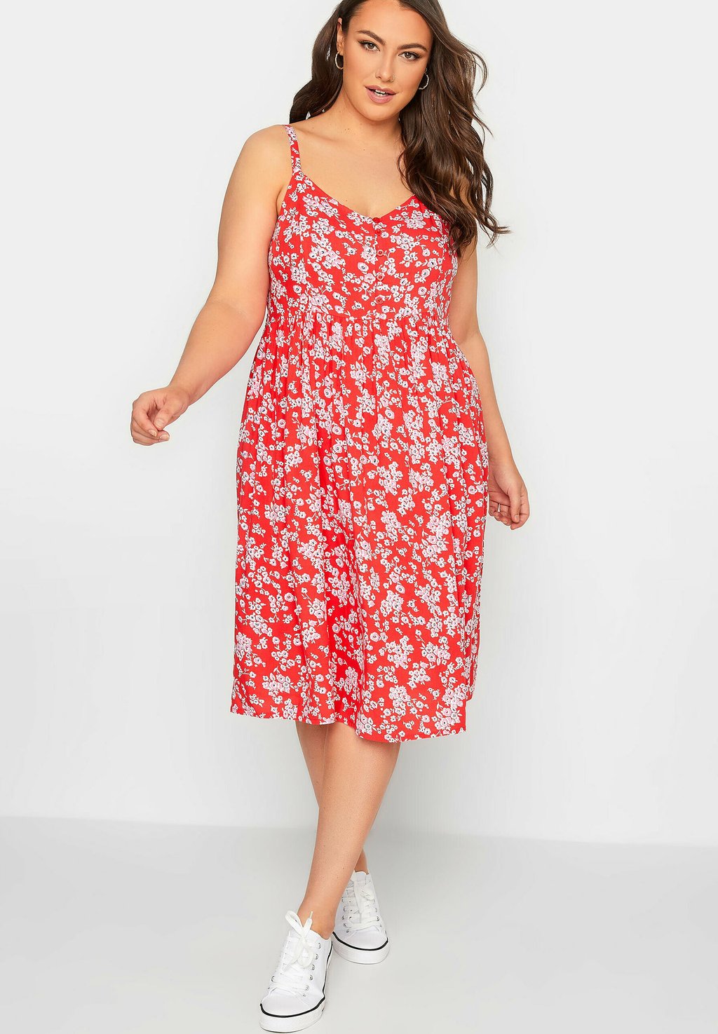 

Платье повседневное DITSY FLORAL STRAPPY SUN Yours Clothing, цвет red