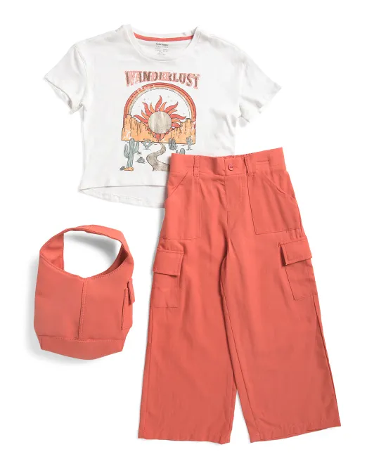 

Комплект из топа и брюк-карго для девочек с сумочкой Haute Hippie Style, цвет Burnt Sienna