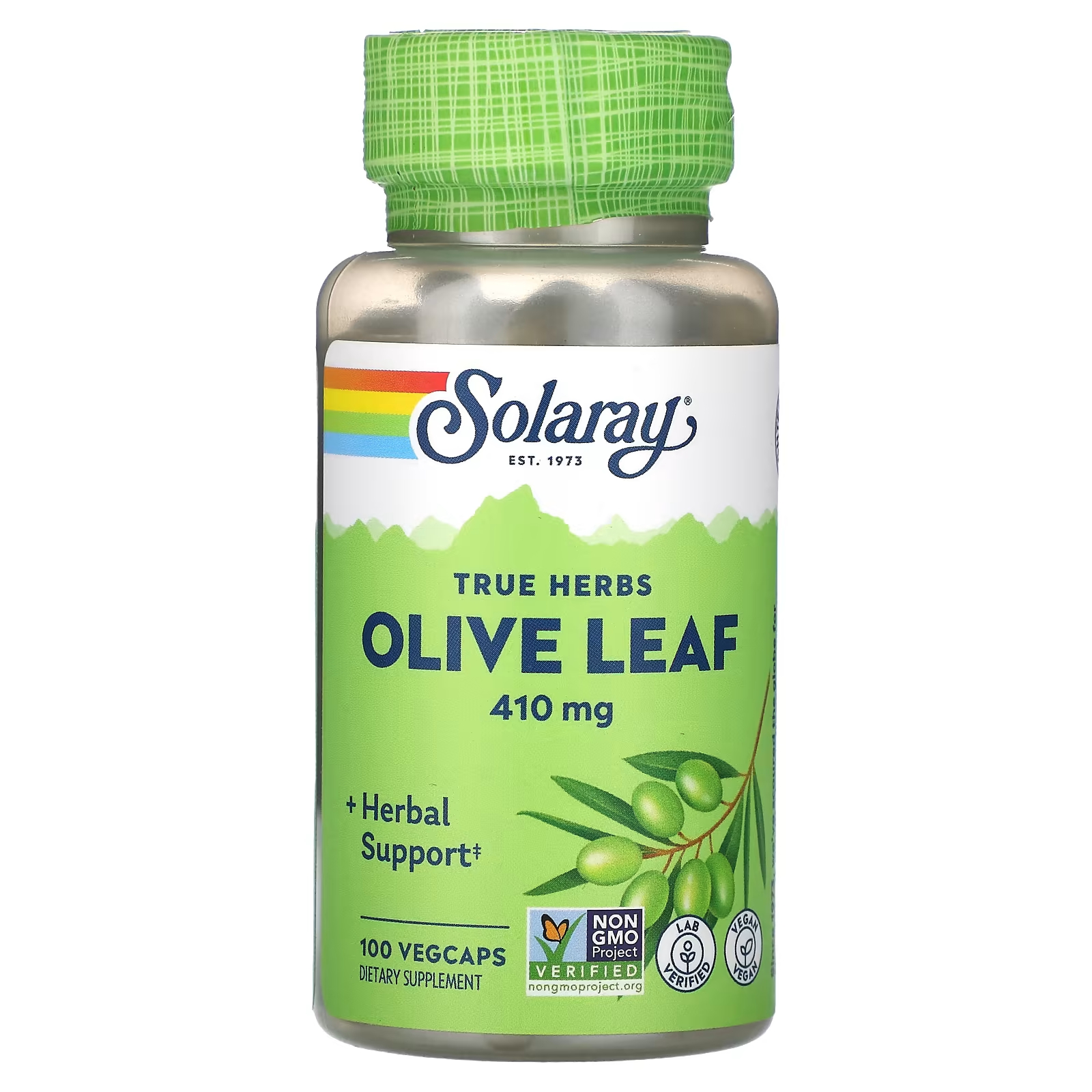 Solaray True Herbs Оливковый лист 410 мг 100 растительных капсул спирулина solaray true herbs 410 мг 100 растительных капсул