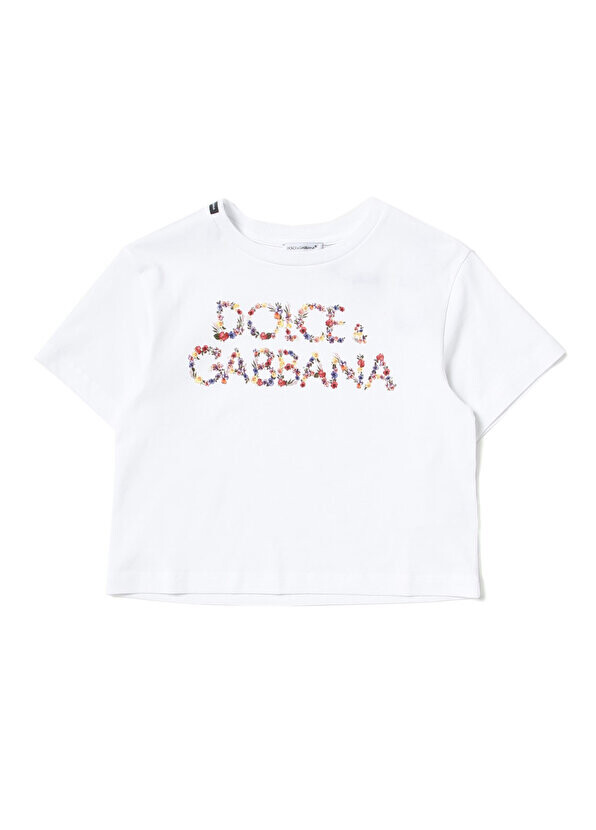 

Футболка для девочек с белым логотипом Dolce&Gabbana