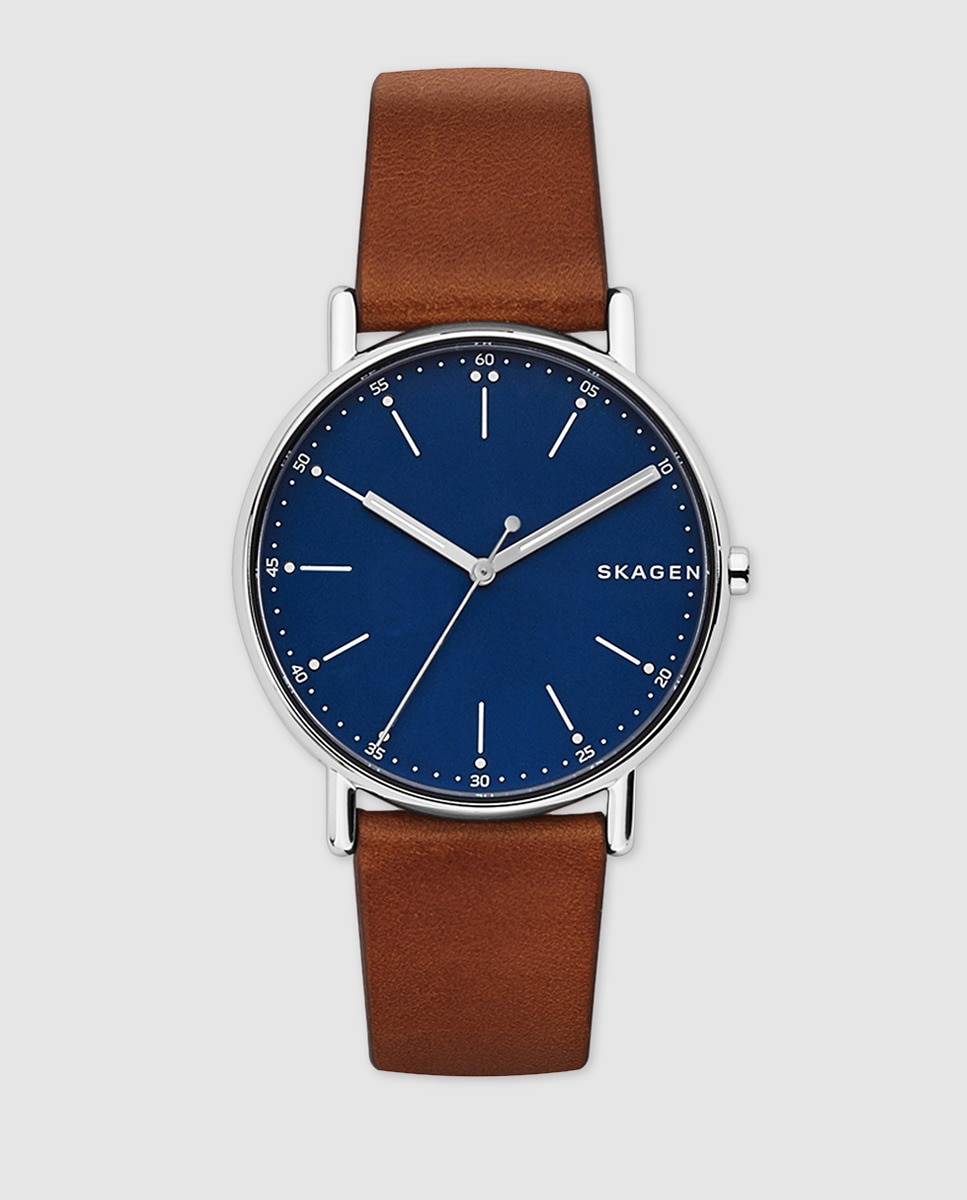Skagen Signatur SKW6355 Коричневые кожаные мужские часы Skagen, коричневый