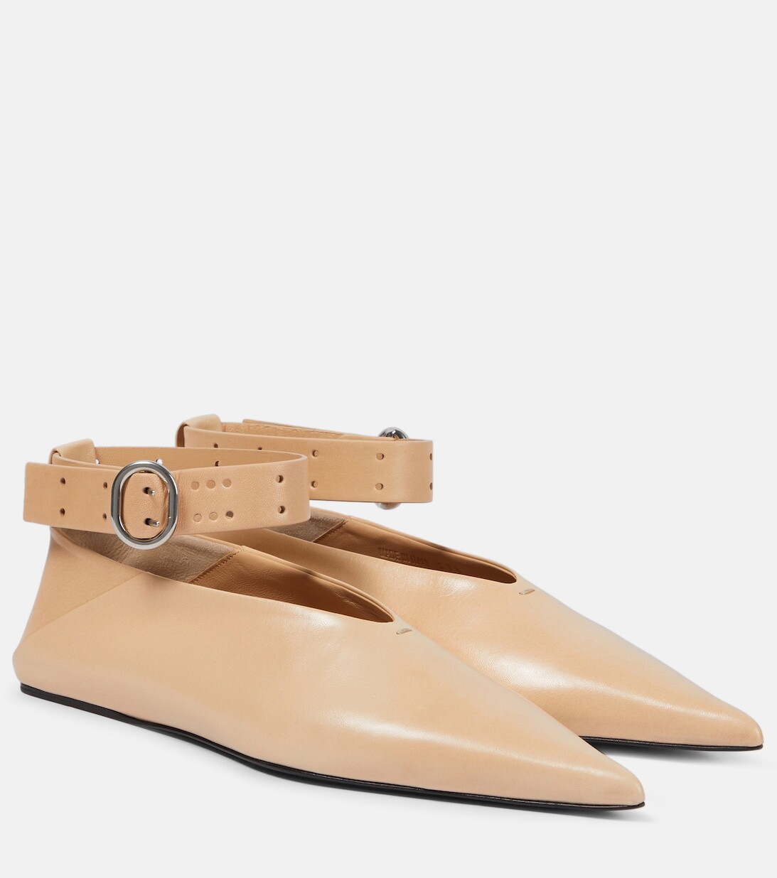 

Кожаные балетки Jil Sander, бежевый