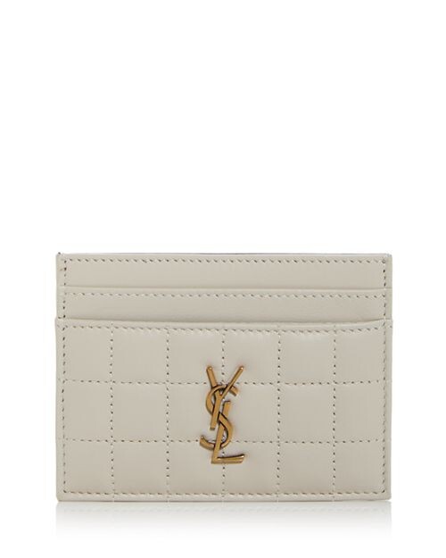 

Стеганая кожаная визитница Saint Laurent, цвет Ivory/Cream