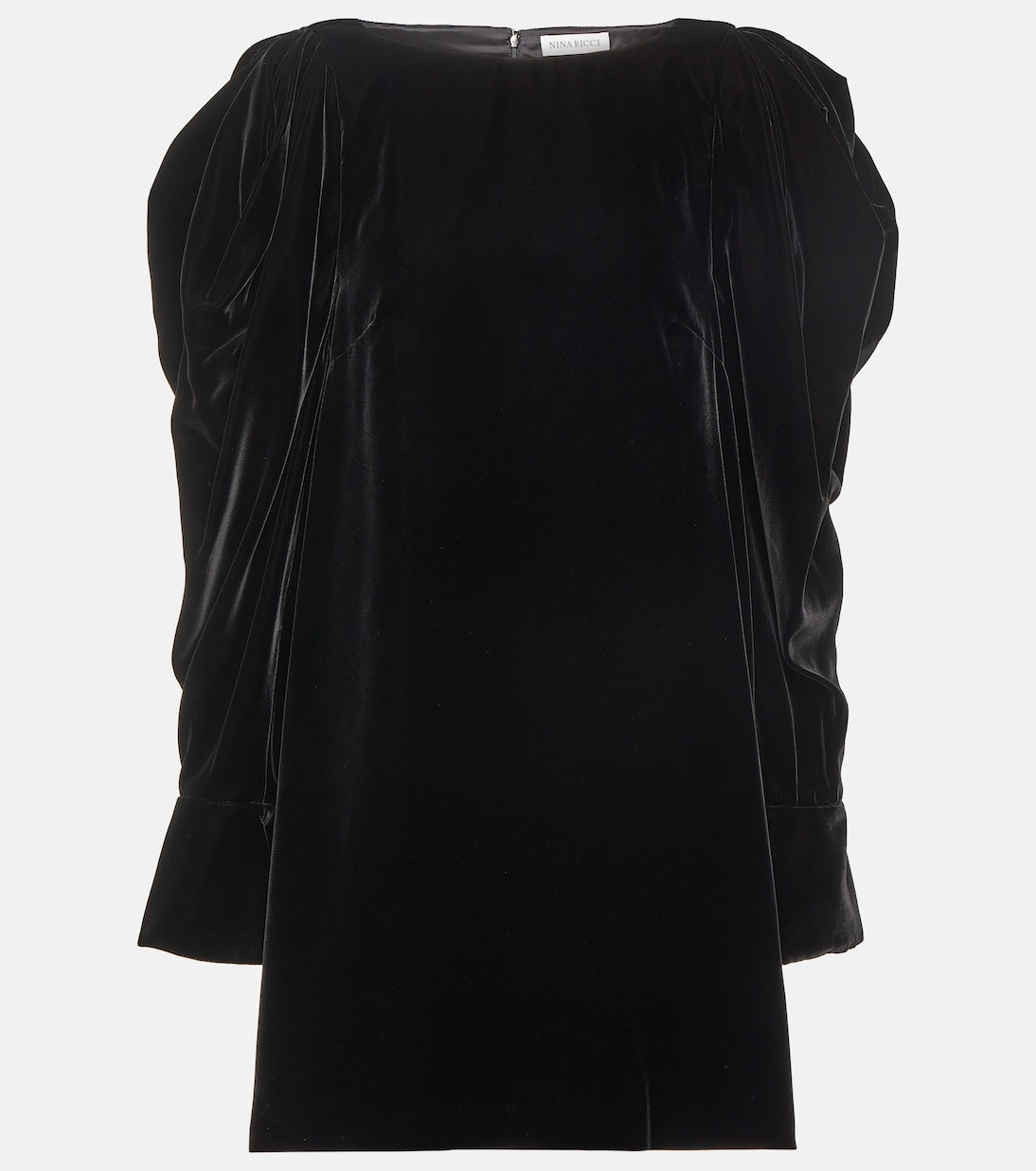 Бархатное мини-платье с пышными рукавами Nina Ricci, черный