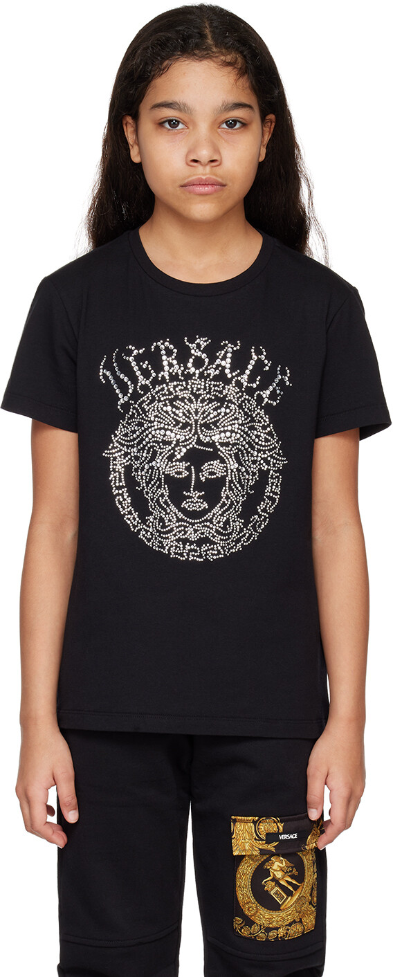

Детская черная футболка с изображением Медузы Versace, Черный