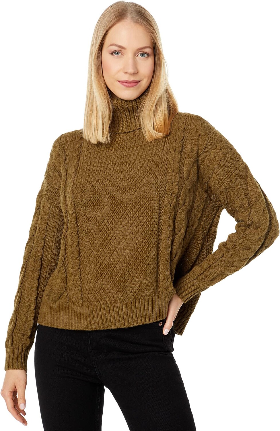 

Свитер Capri Cotton Cable Turtleneck Madewell, цвет Golden Spinach