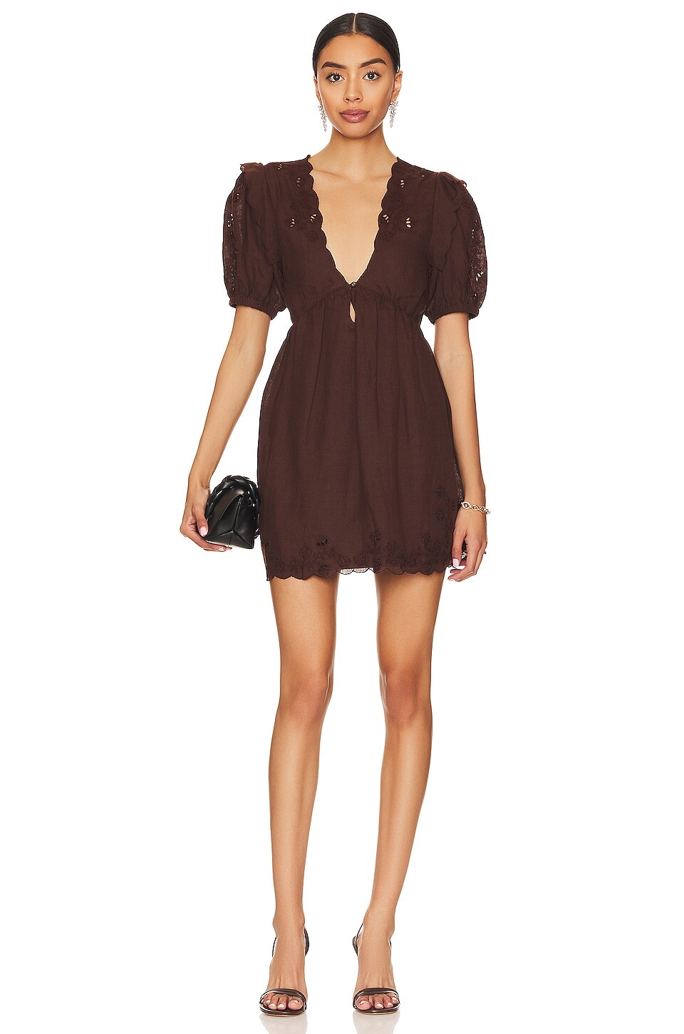 

Платье мини Tularosa Sherri Embroidered, цвет Chocolate Brown