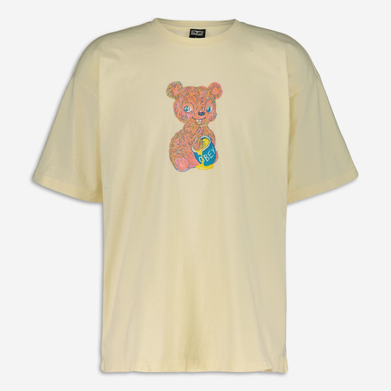Светло-желтая футболка с изображением медведя Obey