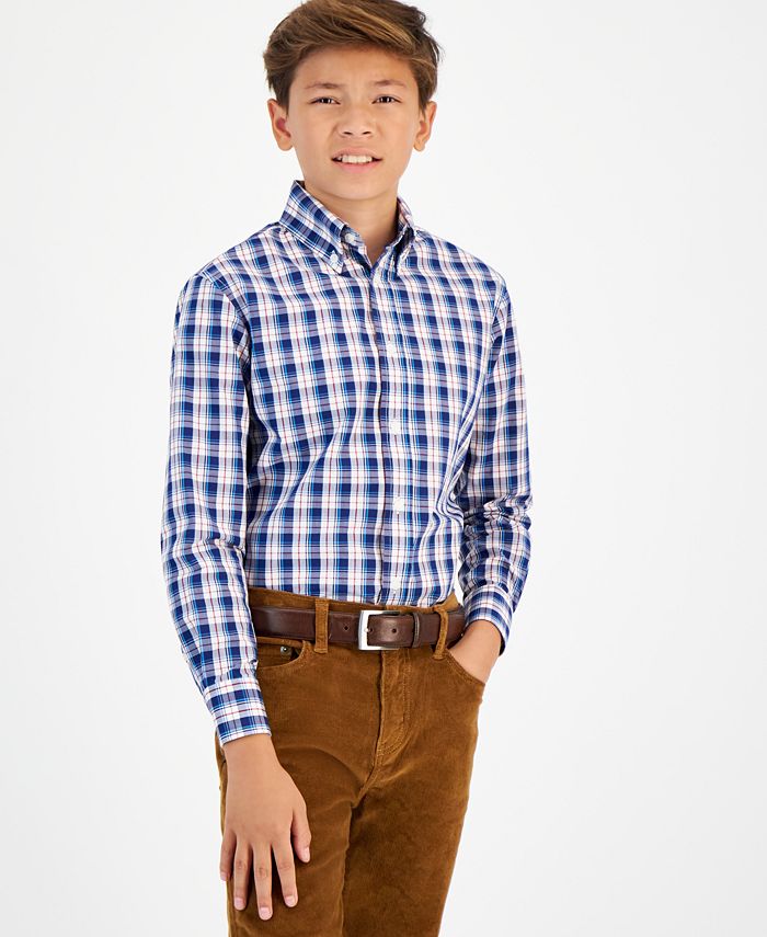 Рубашка классического кроя с длинными рукавами для больших мальчиков Brooks Brothers, синий