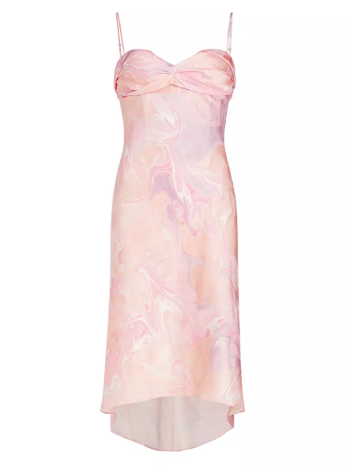 цена Драпированное платье-бюстье с абстрактным шелковым миди Alejandra Alonso Rojas, цвет pink print