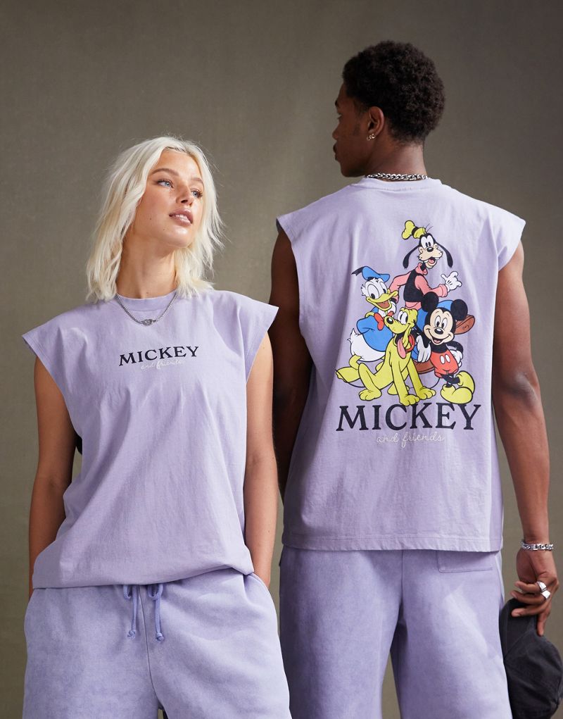 

Синяя футболка оверсайз с изображением Микки Мауса и друзей ASOS DESIGN Disney