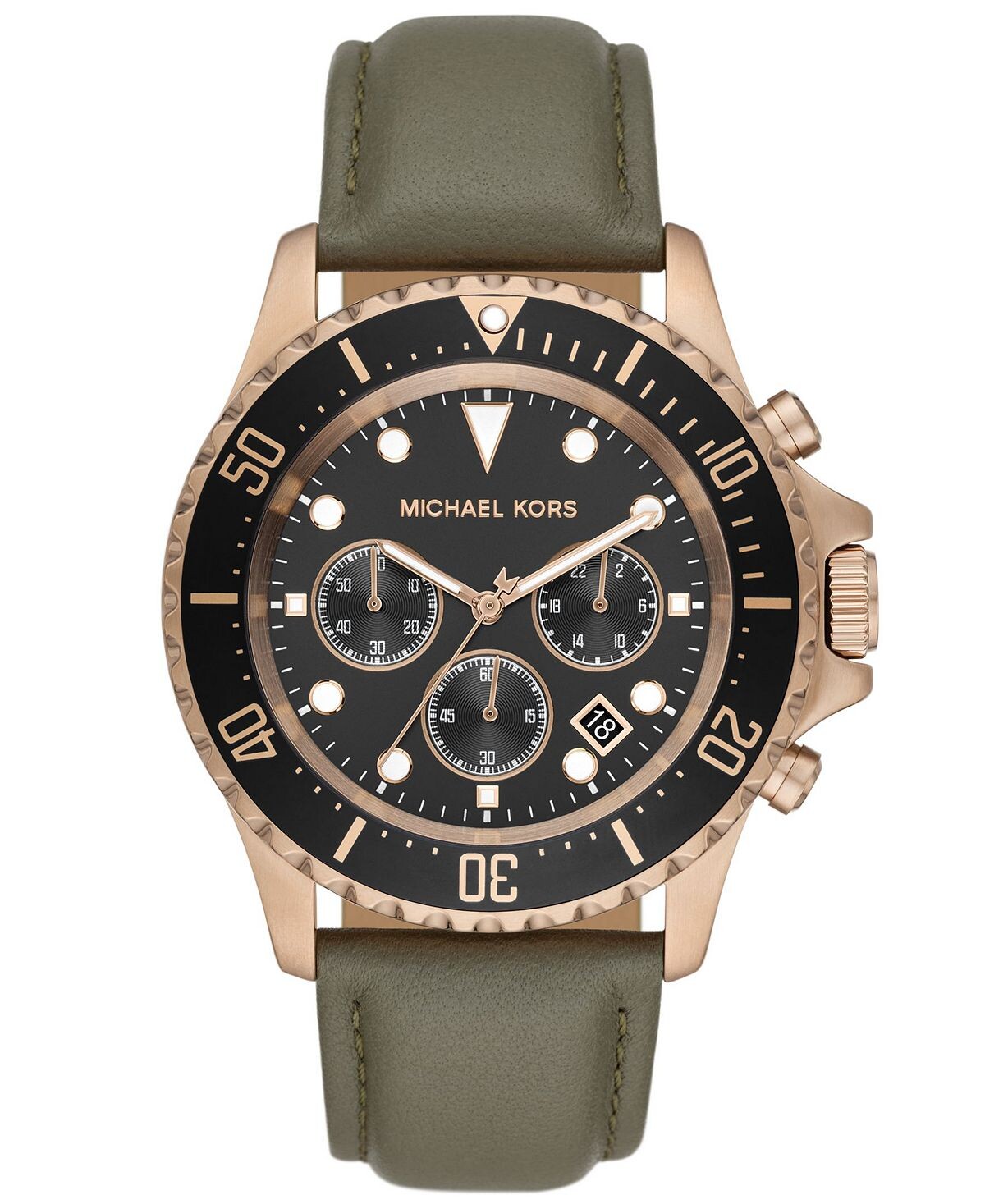

Мужские часы Everest с кварцевым хронографом и оливковой кожей, 45 мм Michael Kors