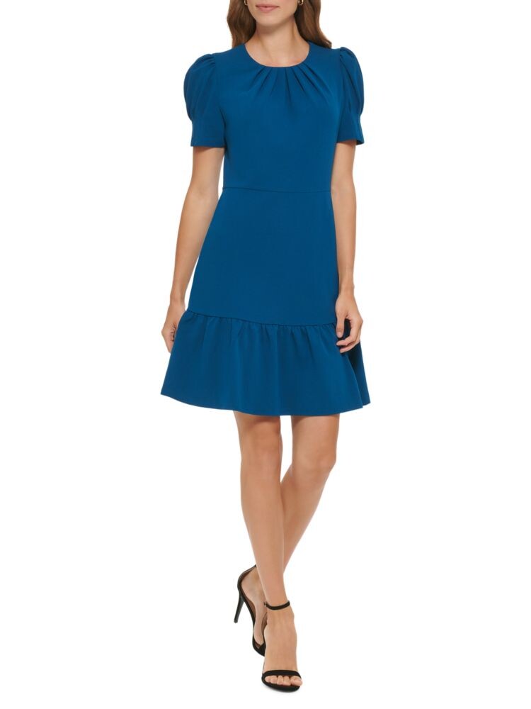 

Платье с воланами и пышными рукавами Dkny, цвет Topaz