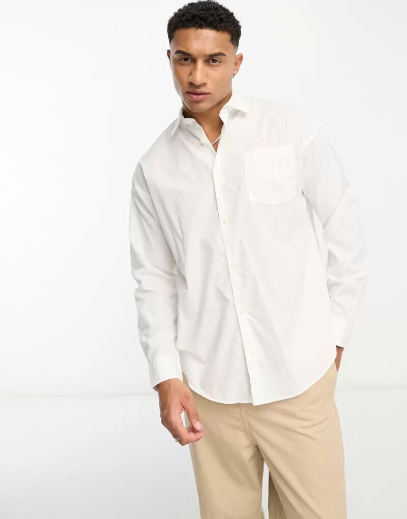 

Белая рубашка оверсайз с длинными рукавами Jack & Jones Originals