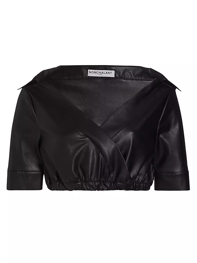 

Укороченный кожаный топ Kate Vegan Nonchalant Label, черный