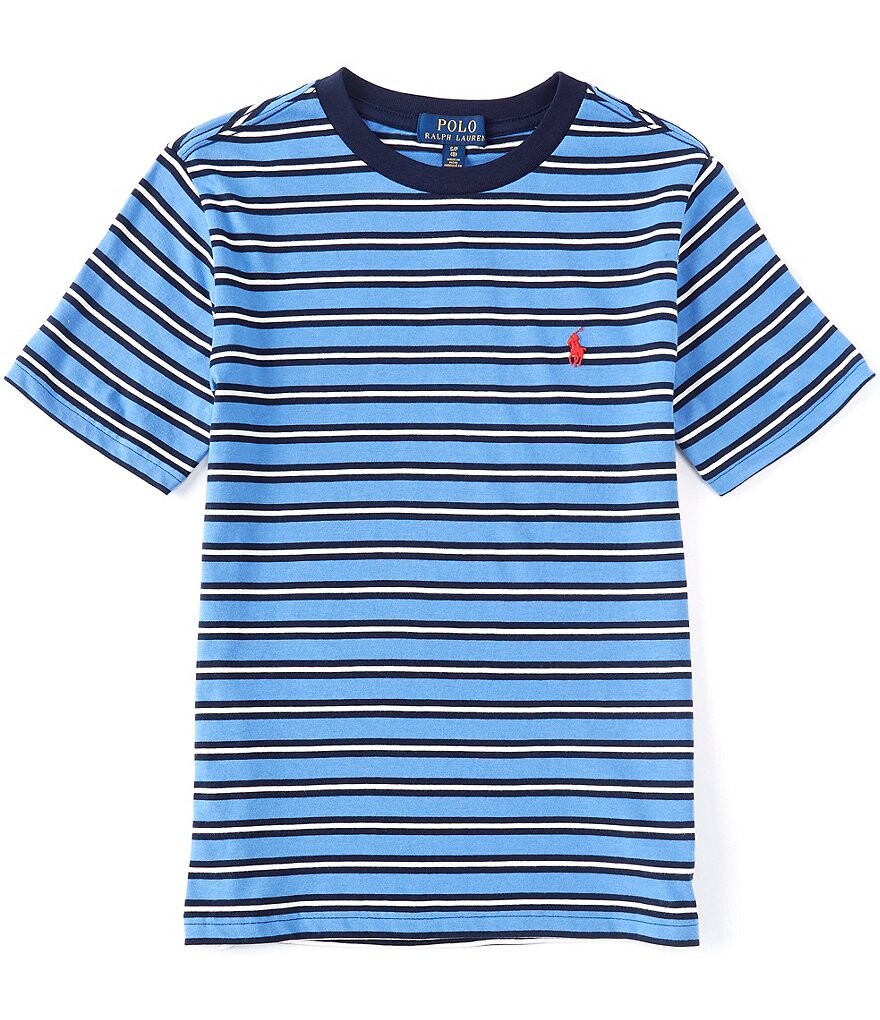 

Футболка с короткими рукавами и полосками Halo для мальчиков Polo Ralph Lauren Big Boys 8–20, синий