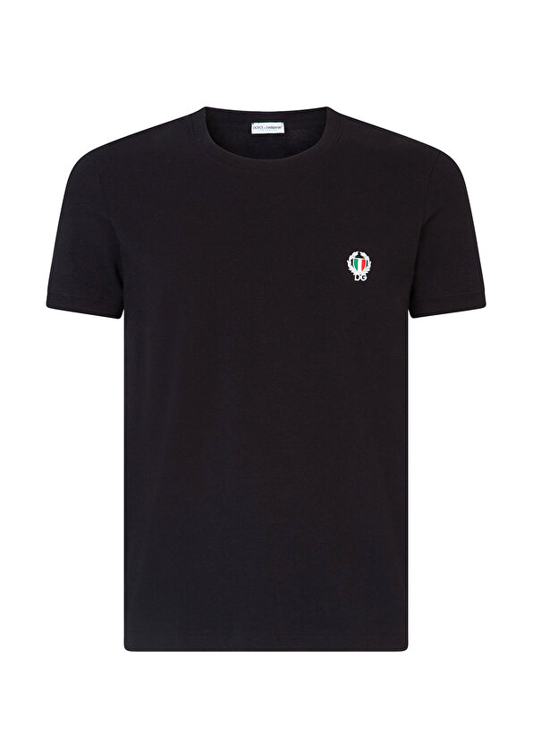 Черная футболка с вышитым логотипом Dolce&Gabbana