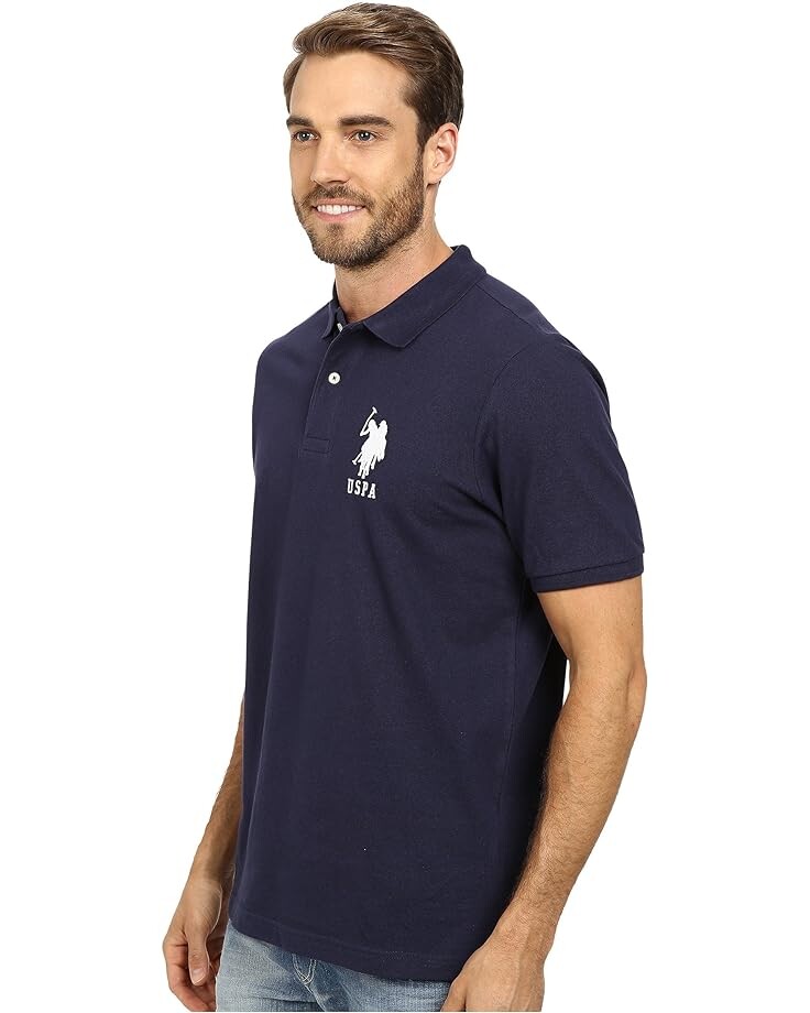 

Поло U.S. POLO ASSN. Solid Pique Polo, цвет Classic Navy/White