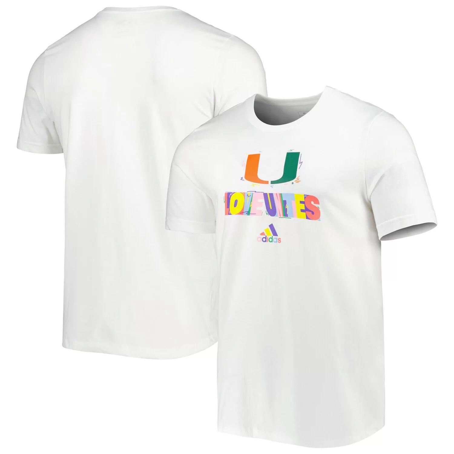 

Мужская белая футболка Miami Hurricanes Pride Fresh adidas, Белый