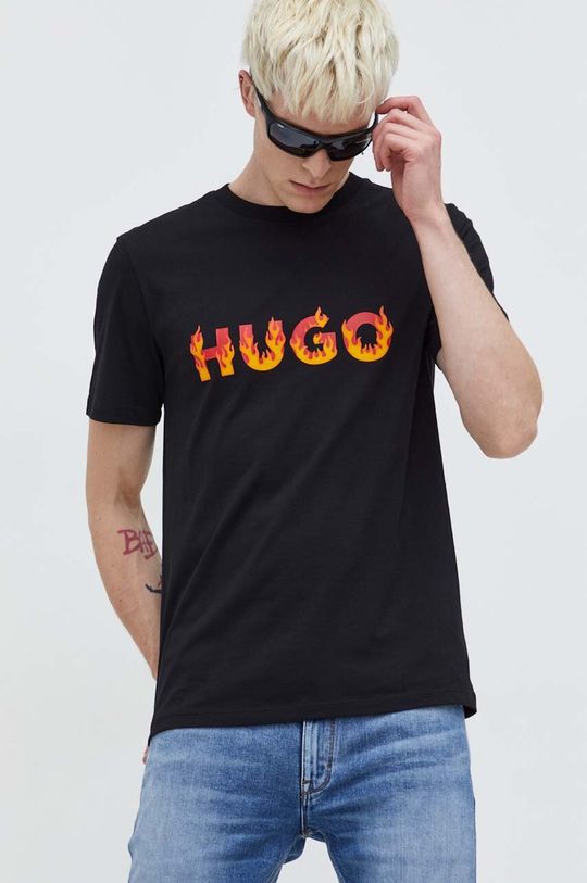 Хлопковая футболка HUGO Hugo, черный