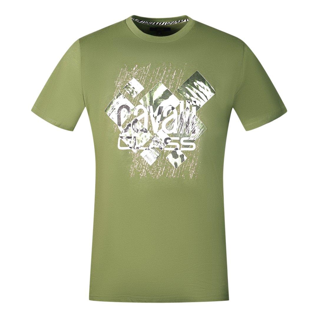 Зеленая футболка с дизайном Diamond Window Of Tiger Cavalli Class, зеленый