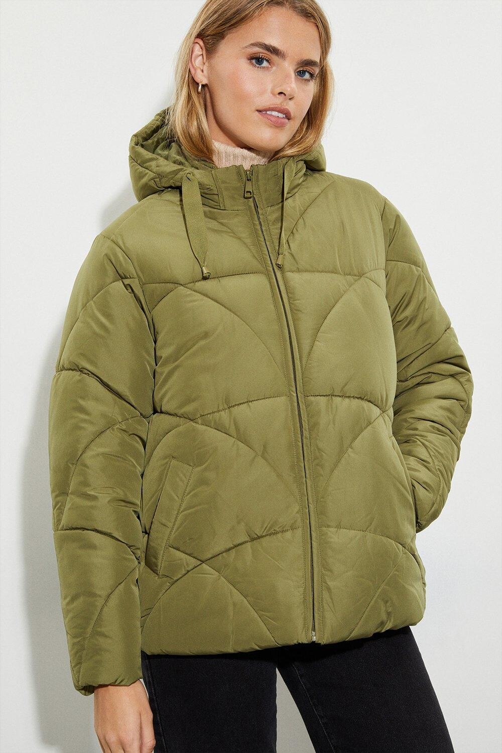 

Короткое стеганое пальто Dorothy Perkins, зеленый