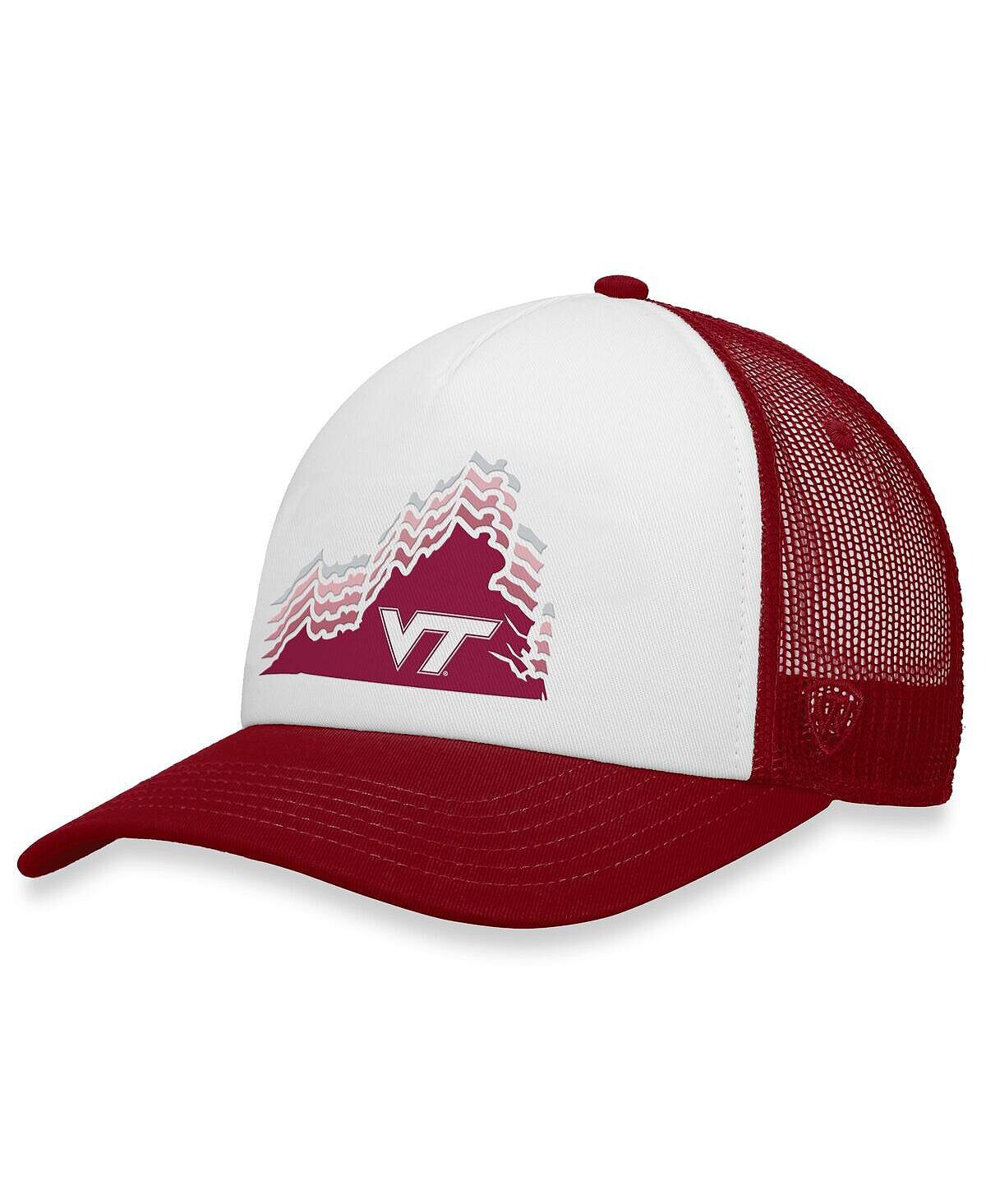 

Мужская белая, бордовая кепка Virginia Tech Hokies Tone Down Trucker Snapback Top of the World