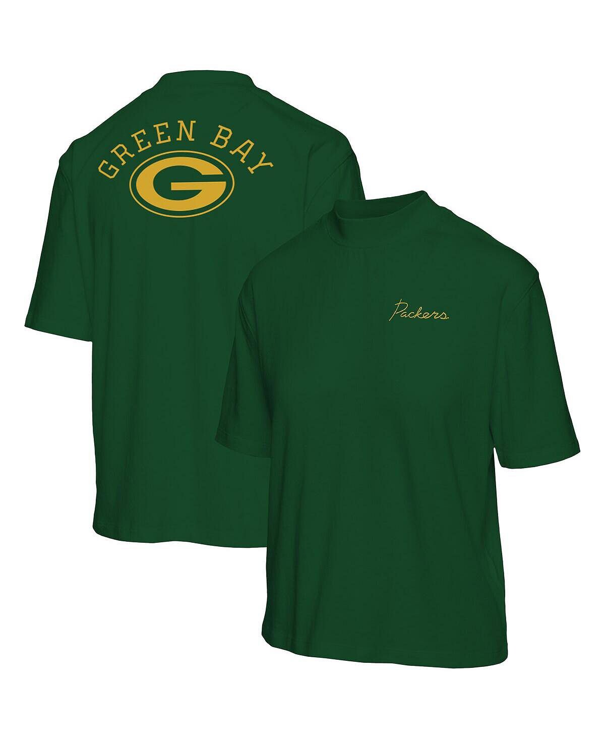 

Женская зеленая футболка Green Bay Packers с коротким рукавом и воротником-стойкой Junk Food, зеленый