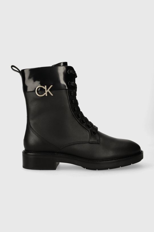 

БОТИНКИ COMBAT BOOT НА РЕЗИНОВОЙ ПОДОШВЕ С мотоциклетными ботинками HW Calvin Klein, черный