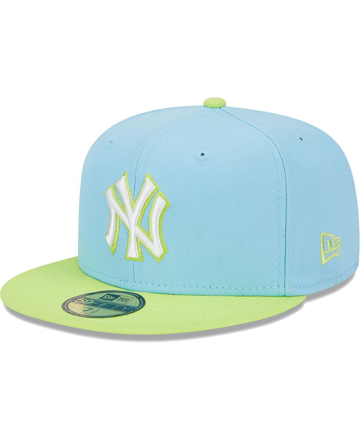Мужская светло-синяя и неоново-зеленая двухцветная шляпа New York Yankees Spring Color 59FIFTY New Era