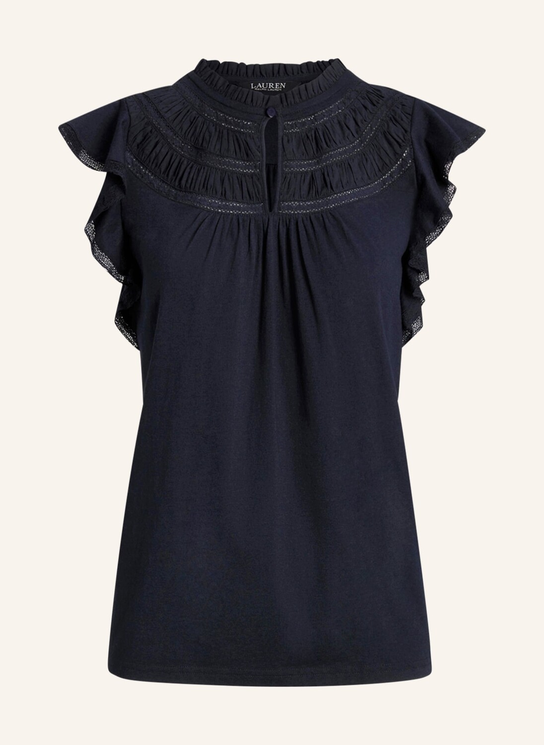 

Блуза LAUREN RALPH LAUREN aus Jersey mit Rüschen, темно-синий
