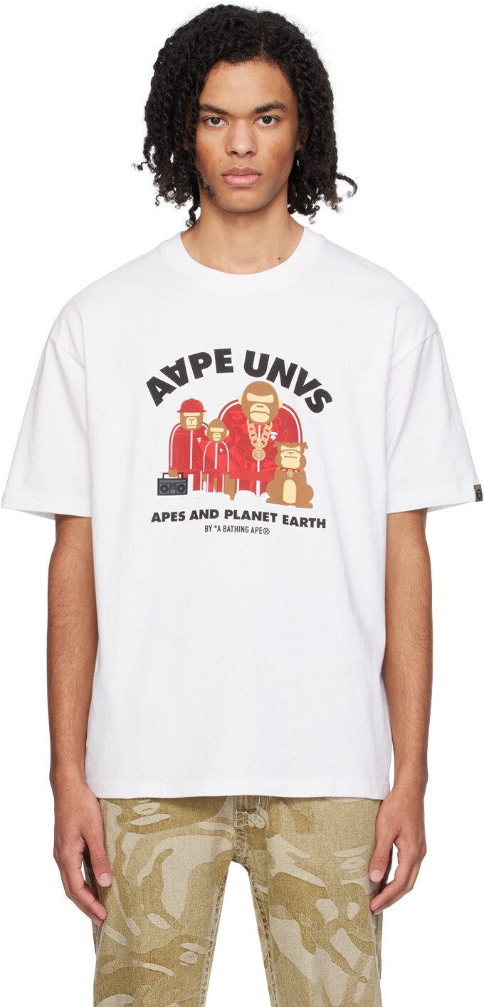 

Белая футболка с принтом Aape By A Bathing Ape, цвет White