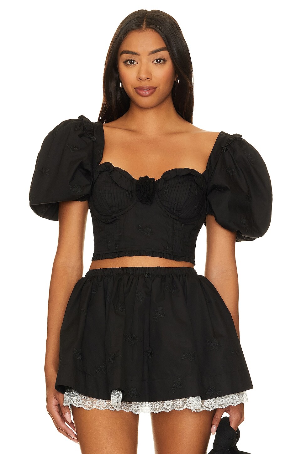 

Топ For Love & Lemons Maye Crop, черный