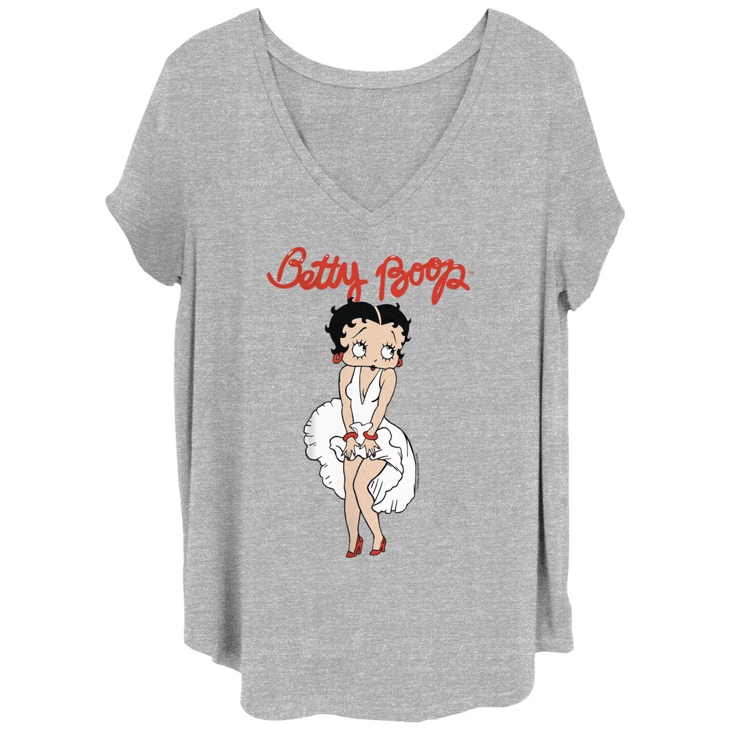 

Белое платье Betty Boop Marilyn Monroe для юниоров больших размеров, футболка с v-образным вырезом и рисунком Licensed Character