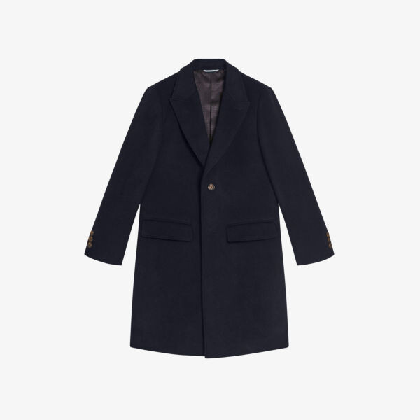 

Однобортное пальто Wilding из смесовой шерсти Ted Baker, темно-синий