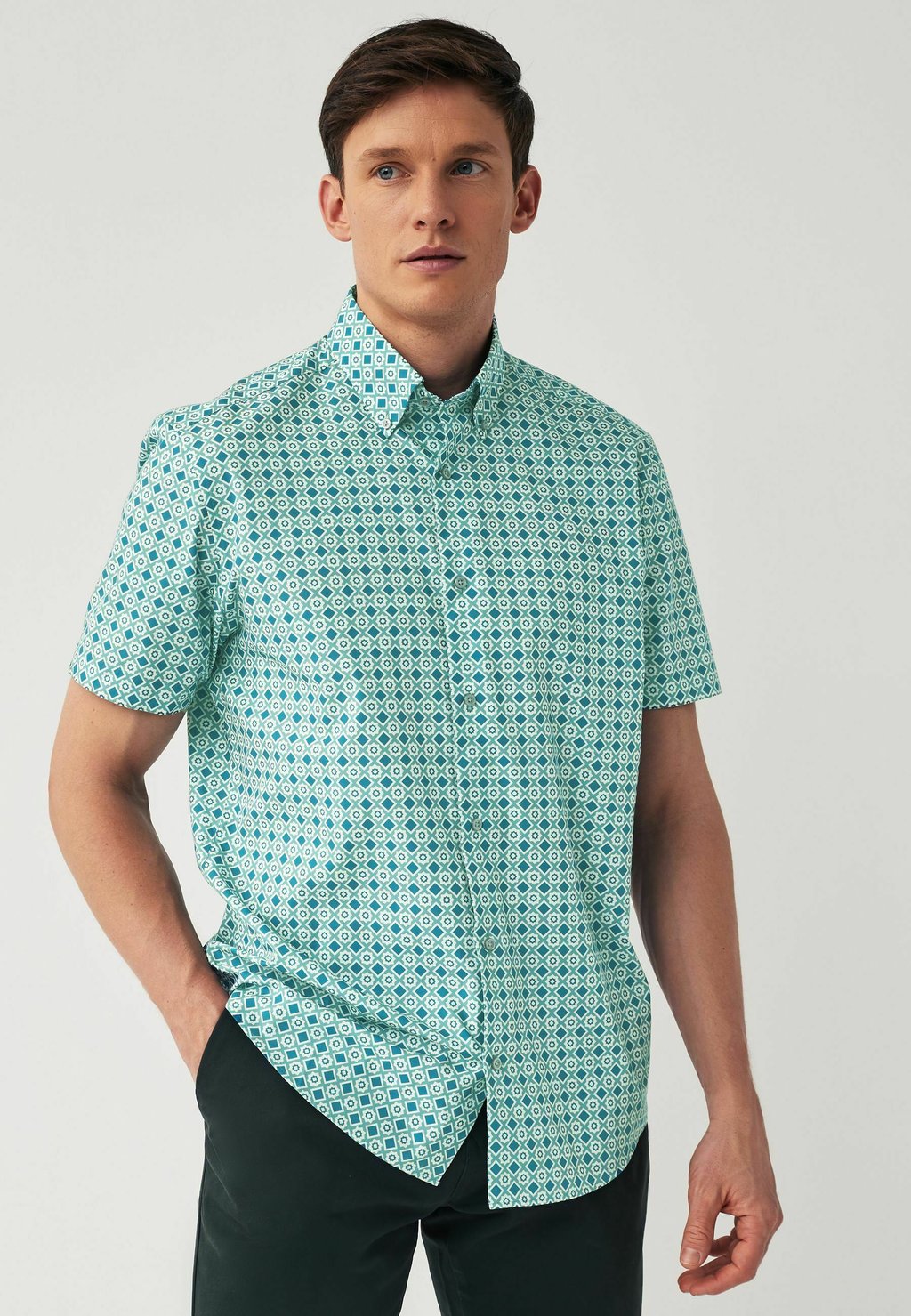 Рубашка REGULAR FIT Next, цвет teal blue geometric