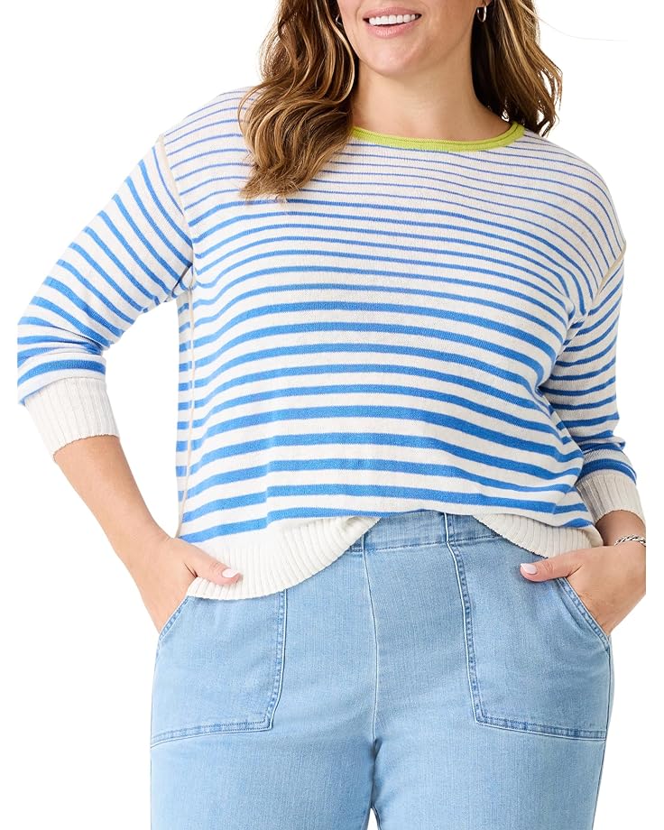 

Свитер NIC+ZOE Plus Size Striped Up Supersoft Sweater, синий мульти