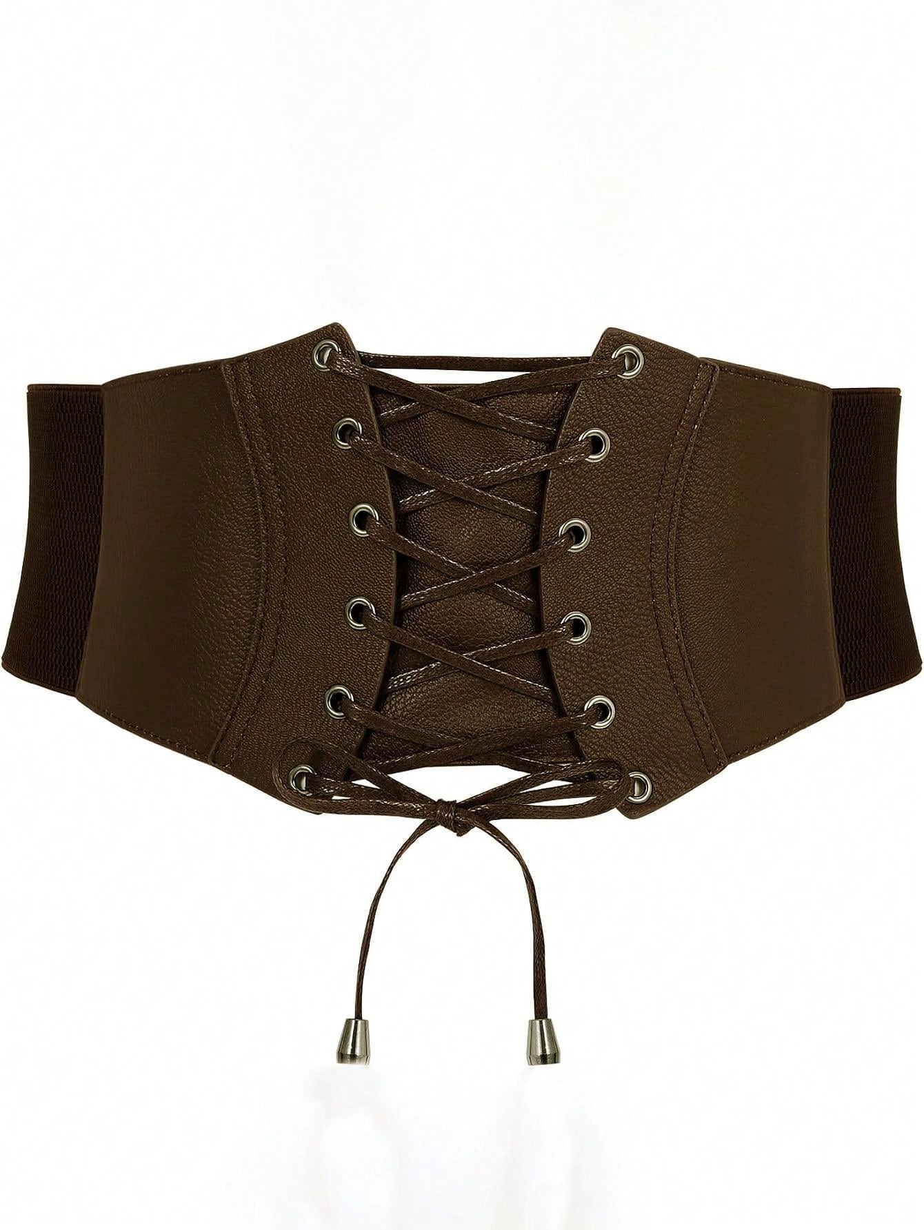 цена 1 шт. женское коричневое модное винтажное бюстье на талии с эластичной лентой и пряжкой для повседневного ношения, коричневый