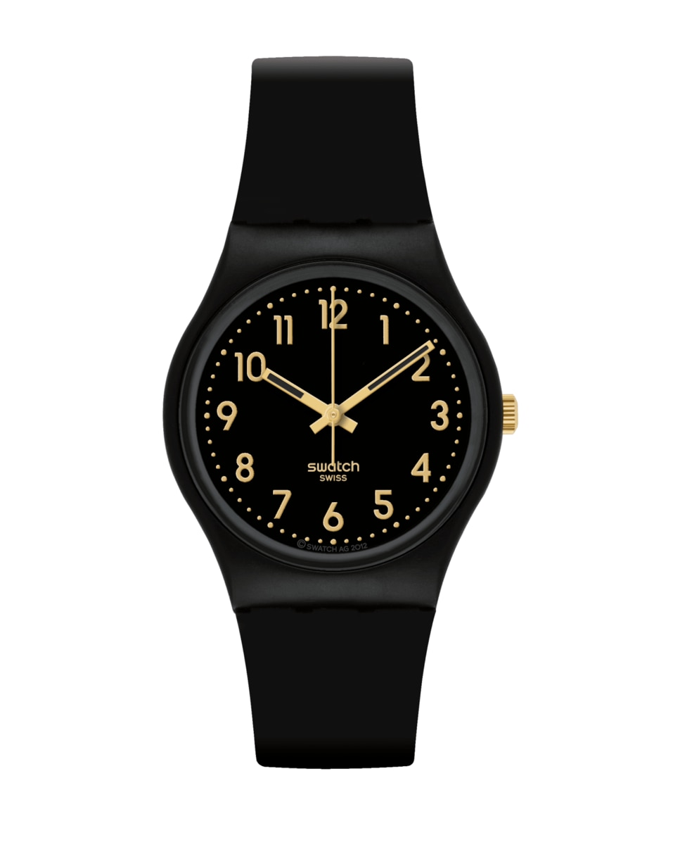 Часы Golden Tac с черным ремешком из органического материала Swatch, черный унисекс смарт часы vivomove 3 style с черным нейлоновым ремешком 24 1 мм garmin черный
