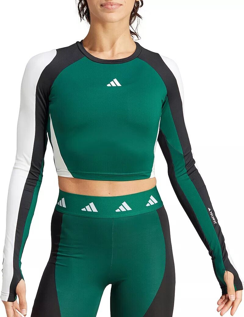 

Футболка с длинными рукавами и цветными блоками Adidas Techfit AEROREADY, мультиколор