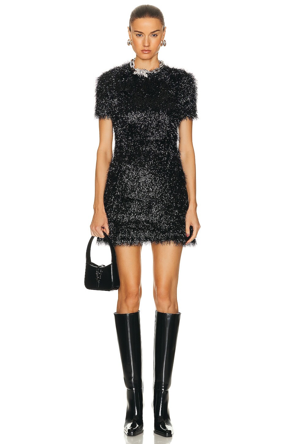 

Платье Rabanne Fuzzy Short Sleeve, черный