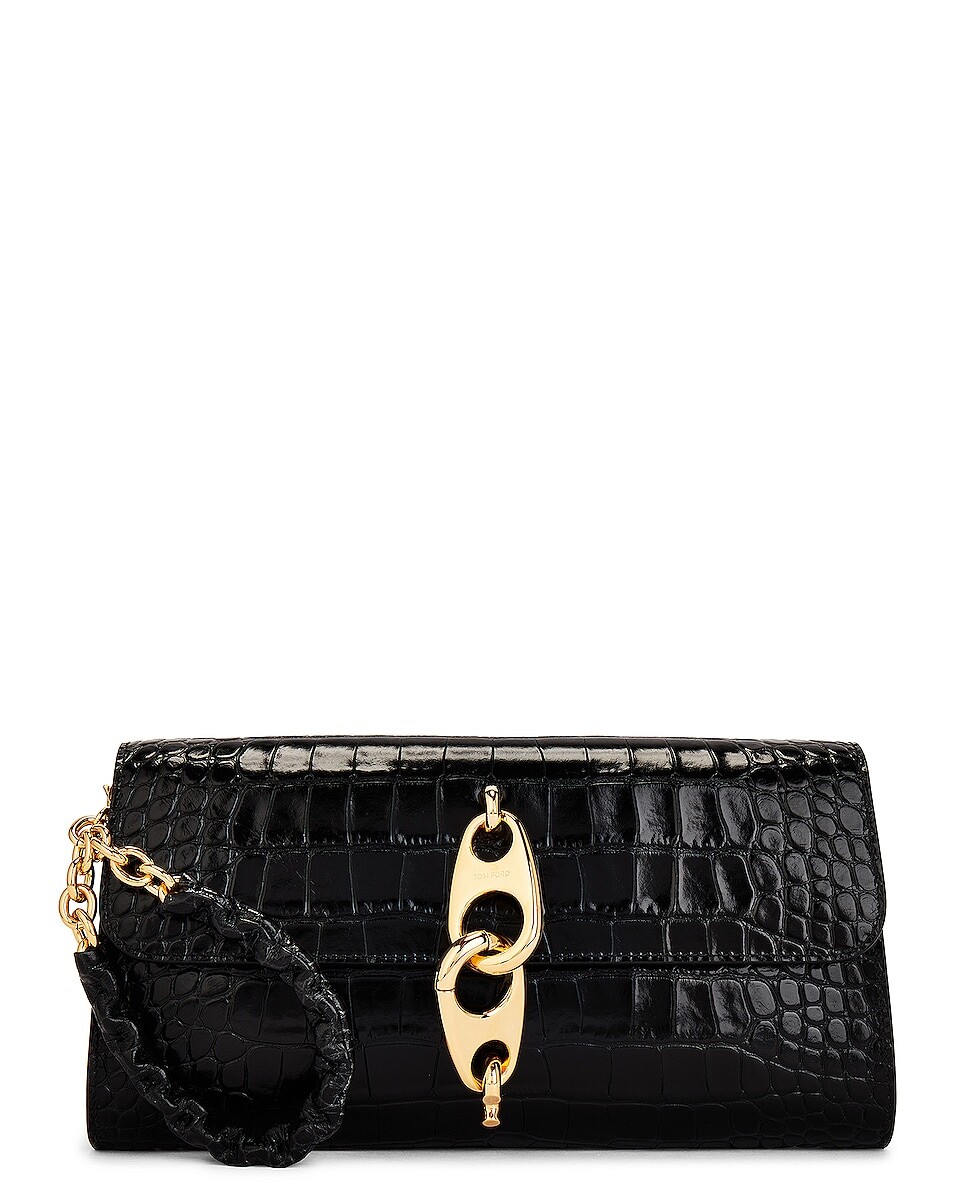 

Сумка Tom Ford Stamped Croc Carine Wristlet Clutch, черный